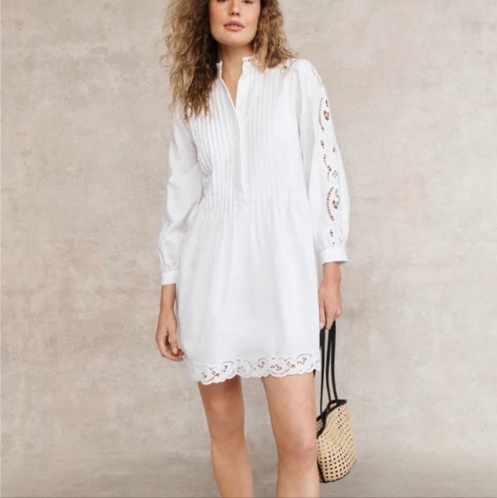 Madewell Pintuck Eyelet Long Sleeve Spring/Summer Minidress  NWT - Medium